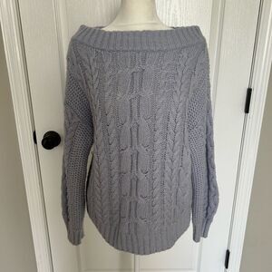 Military Hippie Women’s Lavender Cable Knit Cropped Sweater Estimated Size Large